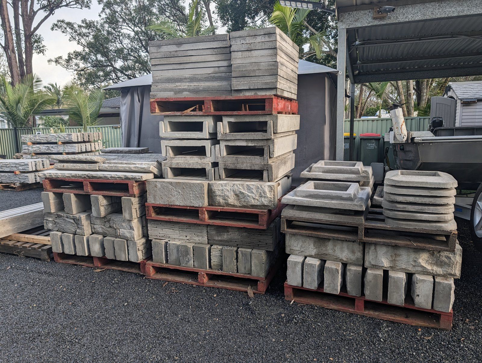 Steve's Oasis Landscapes workshop and on-site product manufacturing