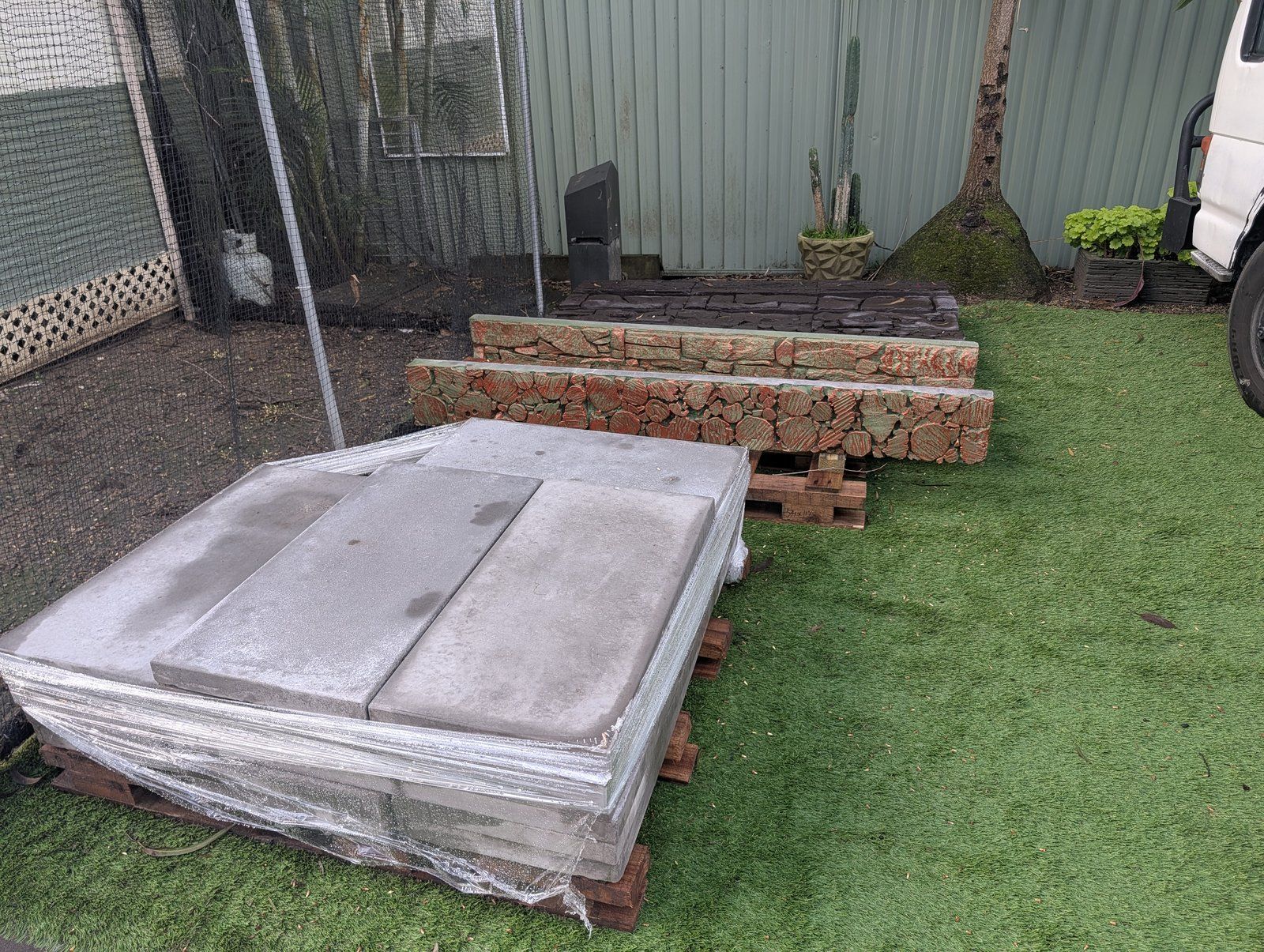 Steve's Oasis Landscapes workshop and on-site product manufacturing