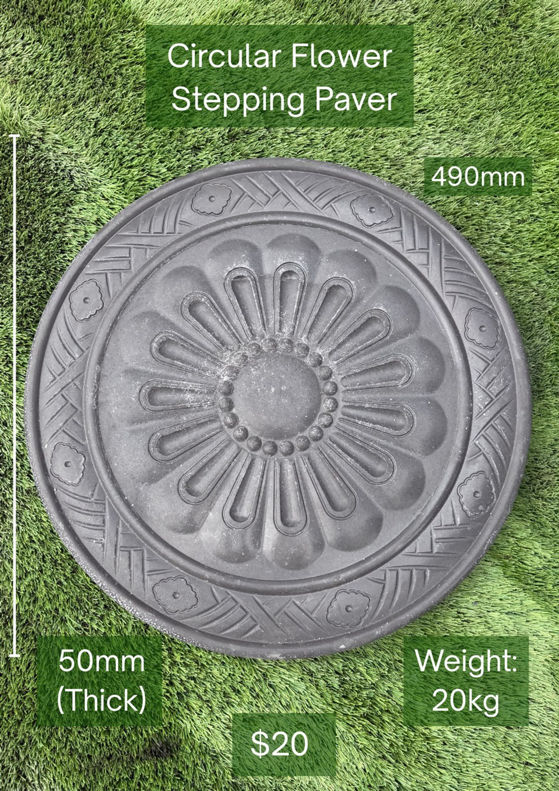 Circular Flower Stepping Paver — Steve-made product from Steve's Oasis Landscapes
