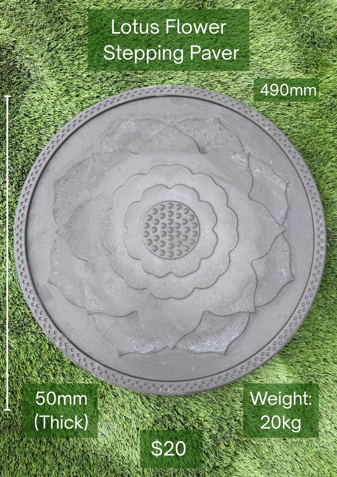 Lotus Flower Stepping Paver — Steve-made product from Steve's Oasis Landscapes
