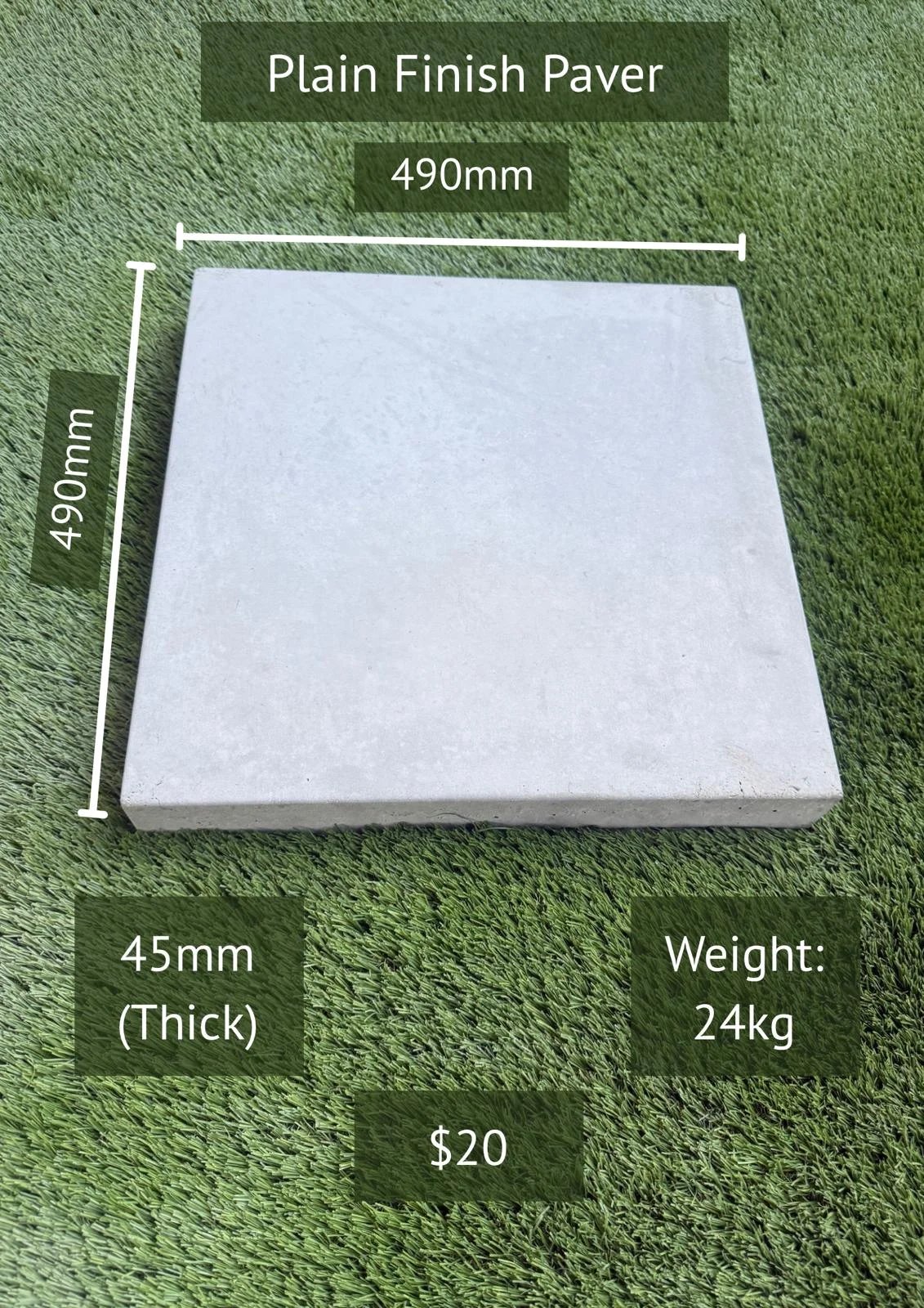 Plain Finish Paver 490 x 490 — Steve-made product from Steve's Oasis Landscapes