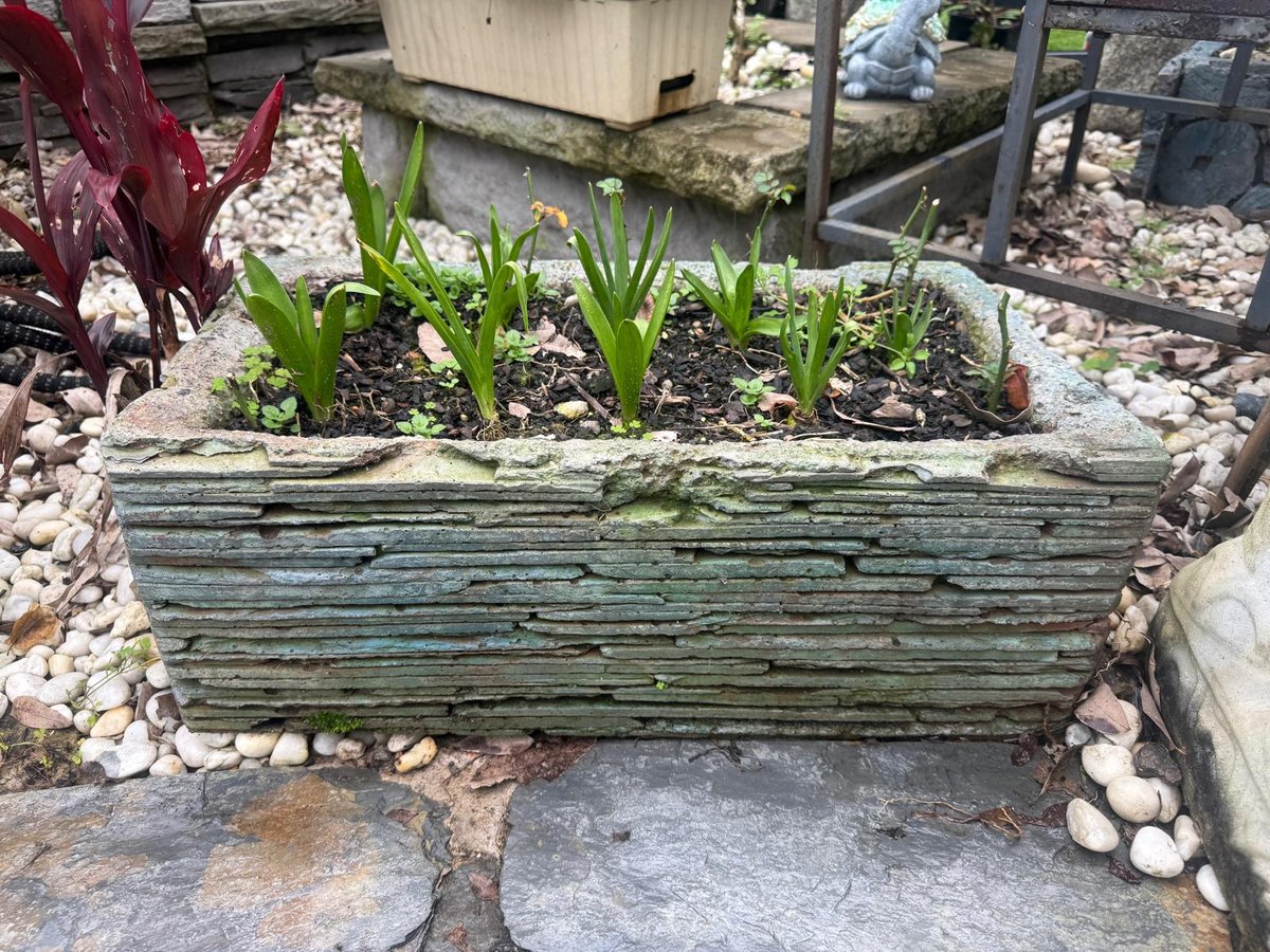 Slate Stack Pot — Steve-made landscape product from Steve's Oasis Landscapes